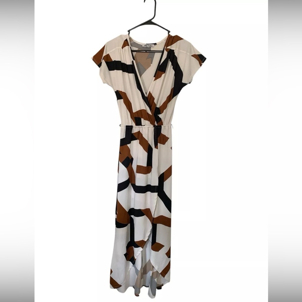 Stilletto's womens maxy long dress size S black brown and white colors